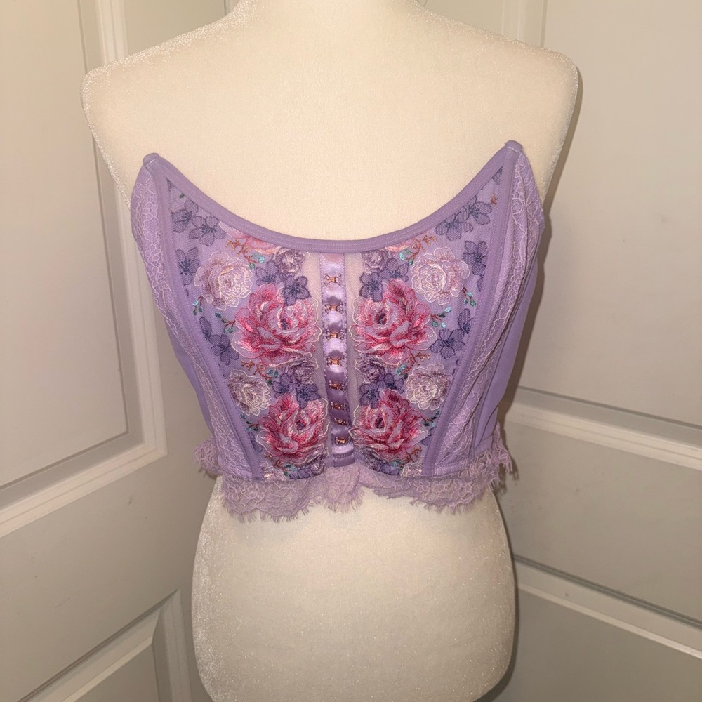 Victoria’s Secret Floral Lace Purple Bustier